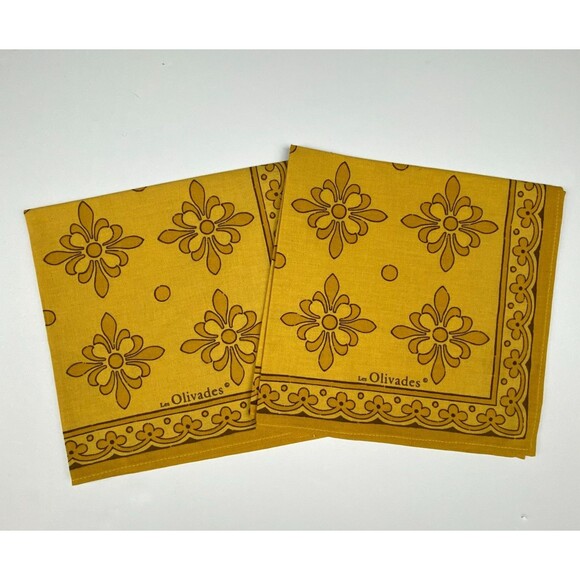 Les Olivades Napkins Set of 2 Yellow Floral Provencal 100% Cotton 18.5" Square - Picture 2 of 6